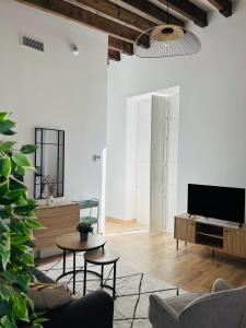 a living room with a couch and a tv at Life Apartments Arcos 27 in Jerez de la Frontera