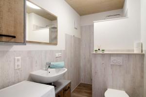 a bathroom with a sink and a mirror at Schwäbische Alb 2 in Albstadt
