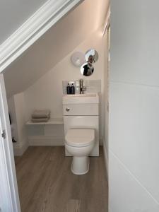 a bathroom with a white toilet in a room at The Motor House in Worthing