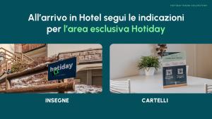 a collage of two pictures of a hotel room at HOTIDAY Leuca Lungomare in Leuca +48 photos