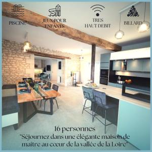 Kuchyň nebo kuchyňský kout v ubytování Domaine proche de Chinon piscine, billard, pétanque et aire de jeux pour enfants