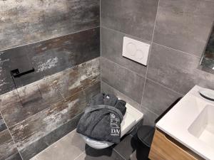 a bathroom with a toilet and a sink at Gite New-York - Domaine aux charmes d'Ethan in Hannut