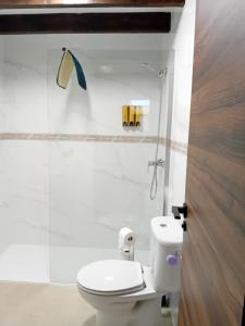 a bathroom with a white toilet and a sink at Casa Rural La Palmera in Cañada del Trigo +20 photos