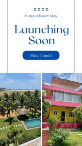 a collage of three photos of a beach stay and a beach house at Hideout beach stay in Kūvattūr
