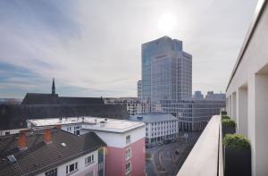 Uma visão geral de Frankfurt ou uma vista da cidade tirada do hotel
