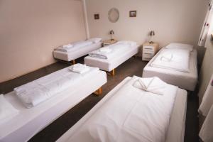 Rúm í herbergi á Studlagil INN Hostel