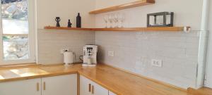 a kitchen with a counter with a coffee maker on it at Sunrise Lodge in Dapčevići +16 photos
