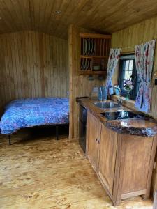 Dapur atau dapur kecil di Shepherd Hut Lodge on Farm Waterside Goodwin Farm