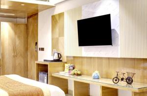 TV a/nebo společenská místnost v ubytování Hotel Kelvish Free Airport Pickup