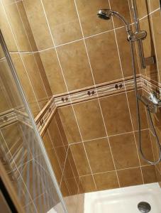 doccia con porta in vetro e doccia di Vanessa et Julien 1 a Vailly-sur-Sauldre