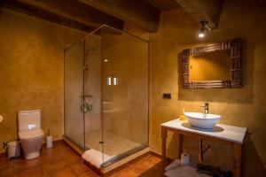a bathroom with a shower and a sink at La Cajola in Lladurs +16 photos