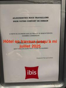 Certifikát, hodnocení, plakát nebo jiný dokument vystavený v ubytování ibis Lyon Est Bron