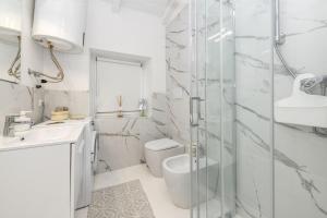 a bathroom with a shower and a toilet and a sink at White Loft -Bijou- tra Verona e il Lago di Garda in Pescantina