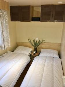 Letto o letti in una camera di NORDSEE GLAMPING MobilheimChaletStacaravan 2329