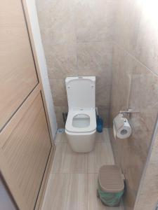 a small bathroom with a toilet and a shower at Sea View Rodrigues - Mourouk in Rodrigues Island +15 photos