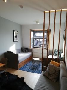 een woonkamer met een bed en een bank bij Lux centar kopaonik in Kopaonik