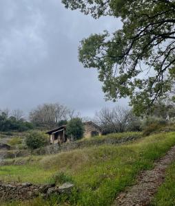 an old house on a hill next to a dirt road at Vergel San Pedro in Torremenga