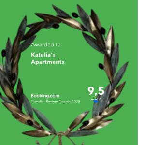 Certifikát, ocenenie alebo iný dokument vystavený v ubytovaní Katelia's Apartments