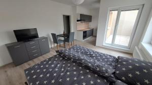 Posteľ alebo postele v izbe v ubytovaní Apartmán u letiště