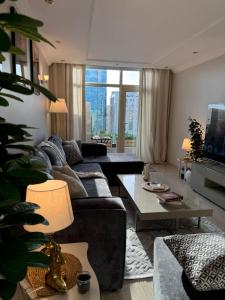 Posezení v ubytování New modern apartment with balcony