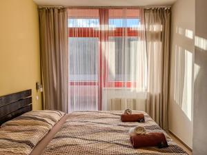 a bedroom with a bed with two towels on it at Hotel Belaria Resort - wellness, bazén in Opava +34 photos
