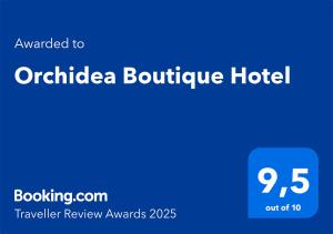 Vottorð, verðlaun, skilti eða annað skjal til sýnis á Orchidea Hotel