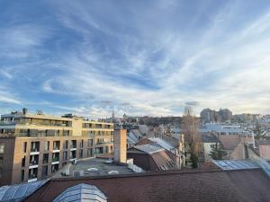 a view of a city from the roof of a building at Buda Blue in Budapest +5 photos