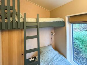 a bunk bed in a tiny house with a window at Casa Mundo in Nunspeet +14 photos
