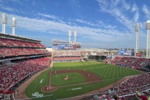 a baseball stadium filled with people watching a game at OTR King Bed Free Parking Gym Top Floor Club Room in Cincinnati