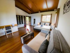 a living room with a couch and a table at El Caribeo in Bocas del Toro
