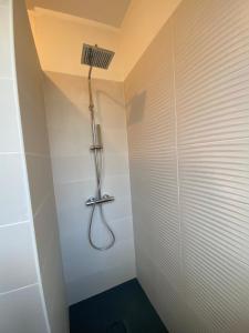 a shower in a bathroom with a ceiling at Chambre hôtes in Montpinchon