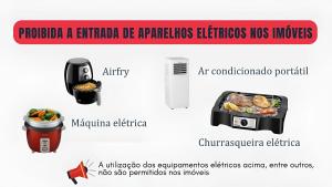 a flyer with a picture of food and aegerlisheslisheslisheslisheslisheslishes at Cabo Frio - Suítes - Jardim Flamboyant - Aluguel Econômico in Cabo Frio