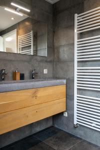 a bathroom with a sink and a mirror at Instuif in Buren