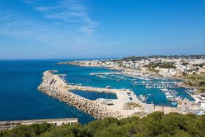 z powietrza widok na port z łodziami w wodzie w obiekcie La Giara by LoveSud w mieście Leuca