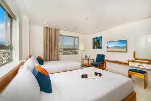 Ocean Bliss Hotel - Free Sauna客房内的一张或多张床位