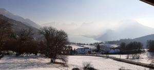 a view of a snow covered valley with a mountain at VTF Les Alérions in Talloires