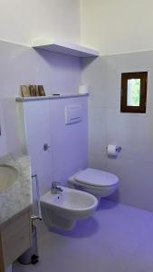 un bagno bianco con un water e un lavandino di Poderi S Luca ad Alba Altre 10 foto
