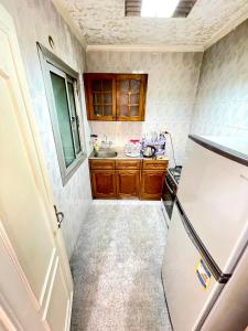 a small kitchen with a sink and a refrigerator at Sporting star in Alexandria