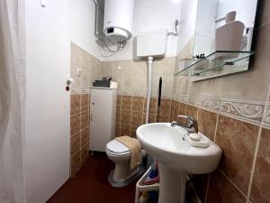 a small bathroom with a sink and a toilet at Fontana view in Belgrade +11 photos