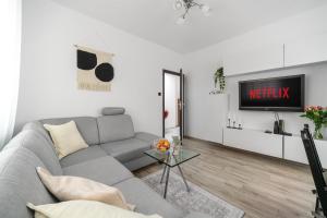 Μια τηλεόραση ή/και κέντρο ψυχαγωγίας στο Large apartment in Wola near the center
