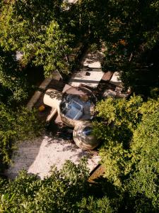 an object laying on the ground next to some bushes at Glamping I Mulini in Crecchio +11 photos