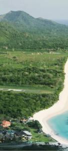 an aerial view of a beach next to the ocean at Bungalows in Sekongkang +3 photos