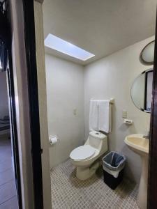 a bathroom with a toilet and a sink at Hotel Uke Inn Terán in Tuxtla Gutiérrez +27 photos