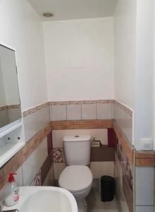 a small bathroom with a toilet and a sink at Agréable maisonnette in Moranville +12 photos