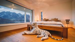 Ένα ή περισσότερα κρεβάτια σε δωμάτιο στο Luxury Panorama Chalet Schladming