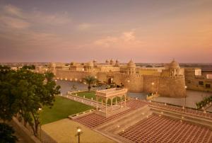 an aerial view of a building with a courtyard at Storii By ITC Hotels, Jaisalmer in Jaisalmer