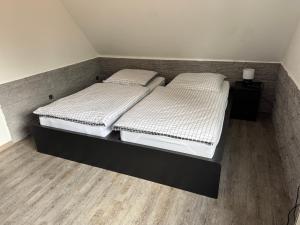 Katil atau katil-katil dalam bilik di Ferienwohnung am See Dillich - Eigener eingezäunter Garten - Ruhige Lage - Hunde willkommen - Natur vor der Haustür +34 gambar
