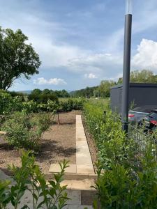 a garden with a fence and some plants at Luxus Appartement Motel Ambiente 2 in Bad Säckingen