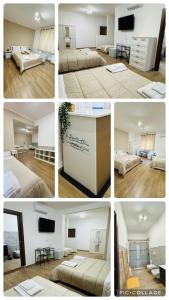 a collage of four pictures of a bedroom at Cala Portavecchia in Monopoli