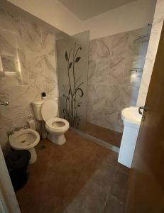ein Badezimmer mit Toilette und Waschbecken in der Unterkunft EL AMANECER - APART HUASI III in San Fernando del Valle de Catamarca